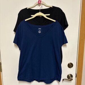 Set of 2 Sonoma Womens The Everyday Tee. Blue & Black. Sz. XL